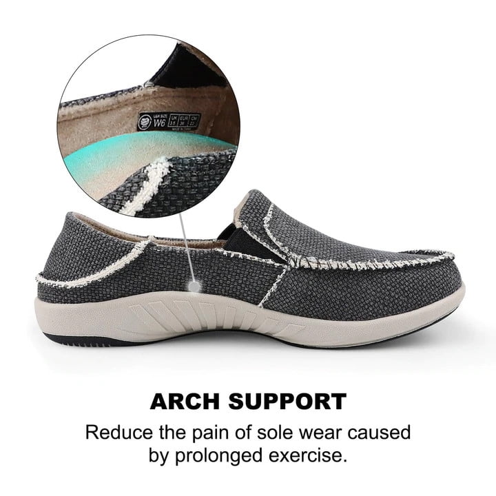 Women Plantar Fasciitis Canvas Loafer Shoes by Geckoman with Arch