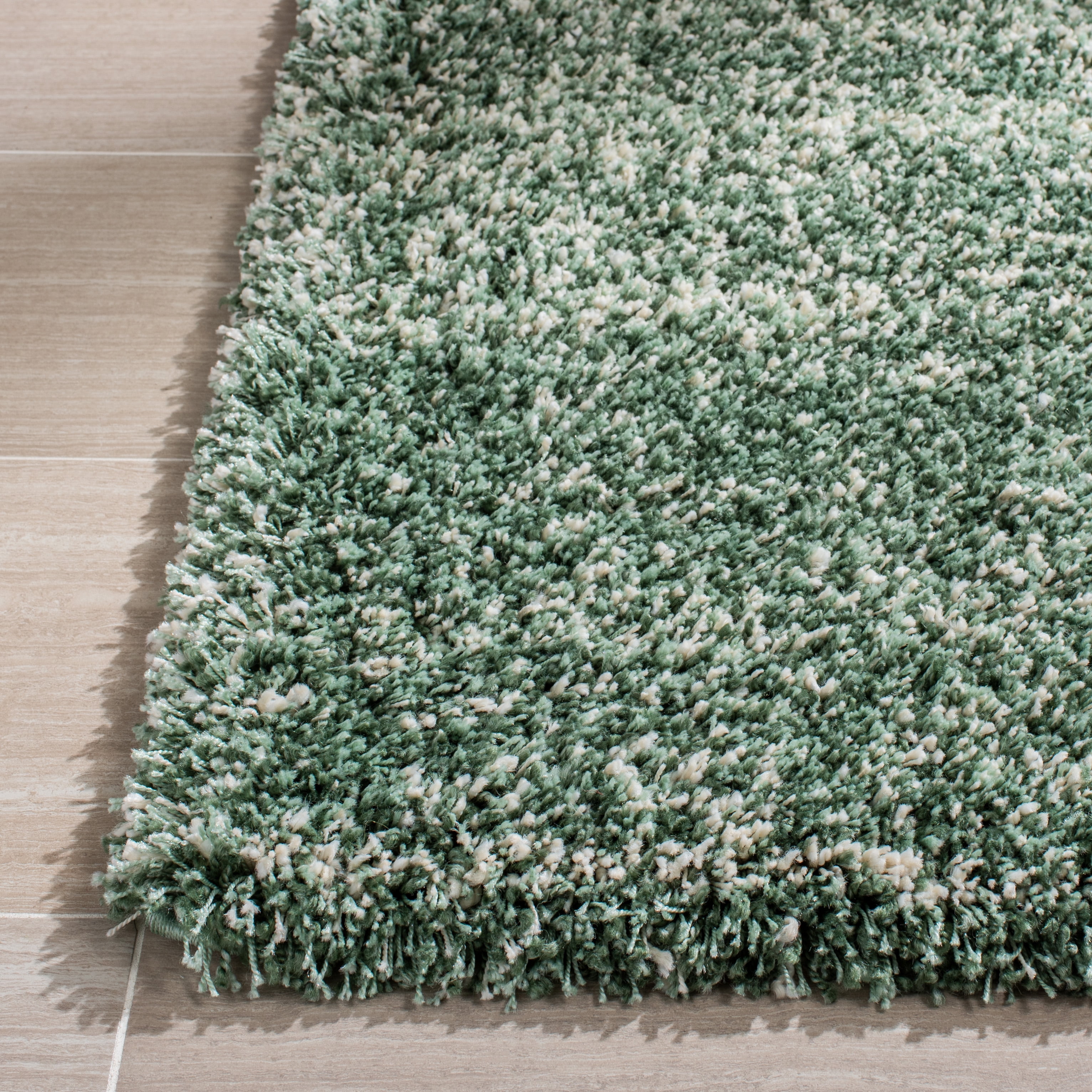 Safavieh Hudson Jaden Striped Shag Area Rug, Green/Ivory, 4' x 4' Square