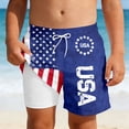 thumbnail image 2 of Kids Boys USA 250th Anniversary Stars and Stripes Print Swim Trunks Knee Length Double Layer Design Patriotic Theme Casual Summer Beach Shorts Blue 5 Years-6 Years, 2 of 5