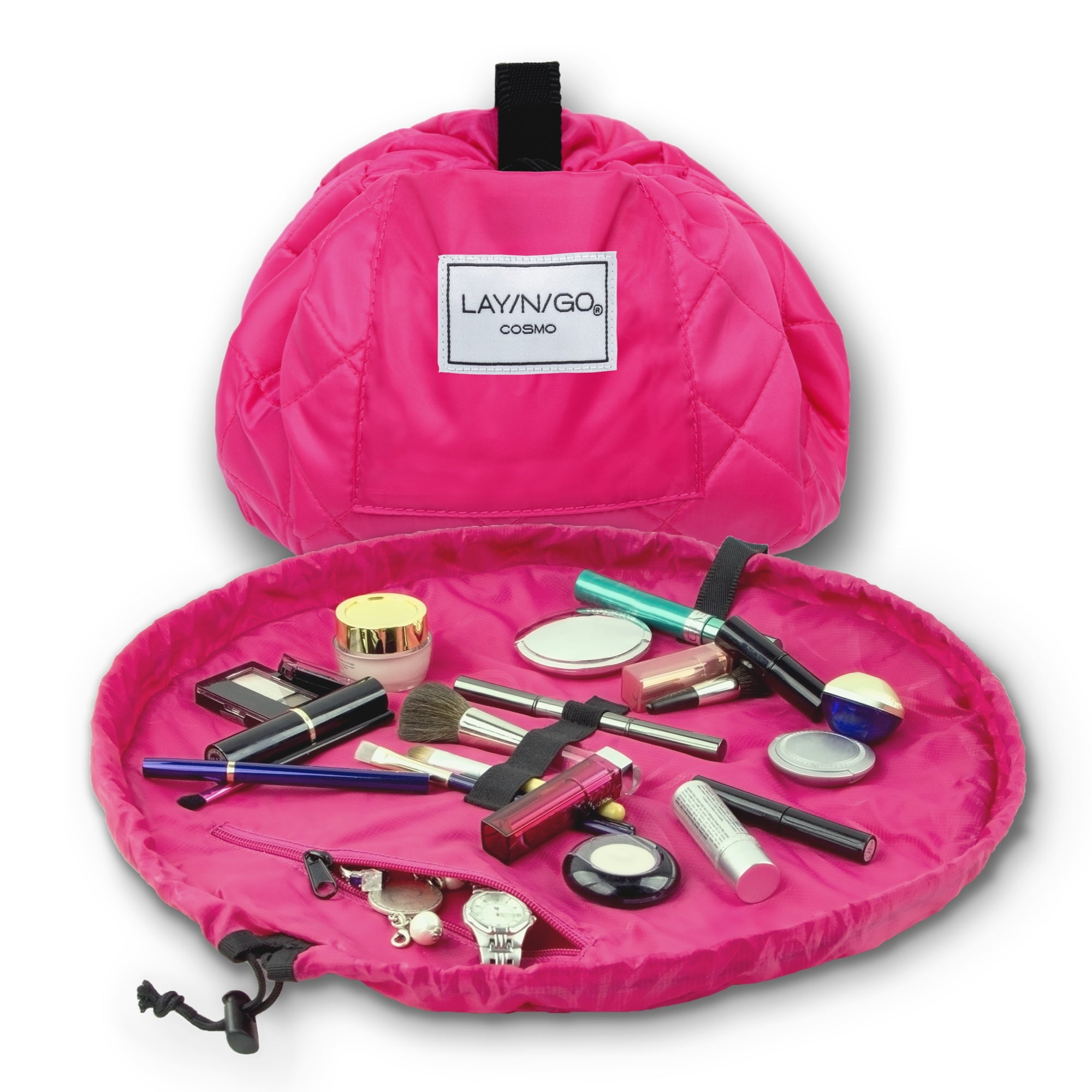 Color Block Pink and Aqua Canvas Makeup Bag