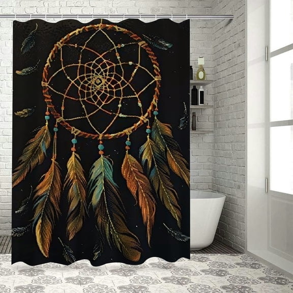 BCIIG Dream Catcher Feathers Bathroom Decor Set with Hooks, Colorful Luxurious Graphic Print Polyester Fabric Shower Curtain Set, Chic Modern Design 36x72