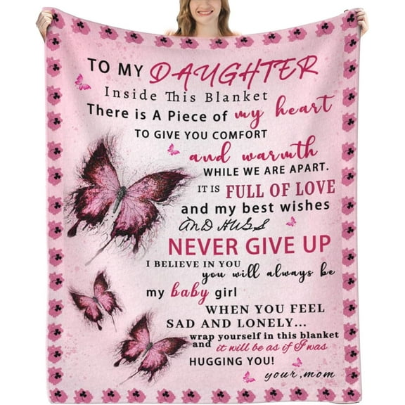 Daughter Blanket from Mom, Daughter Gifts from Mom, Daughter Gifts, Daughter Birthday Gifts, Gifts for Daughter, Daughter Gifts for Christmas, Graduation, Blanket for Daughter, Pink Butterfly