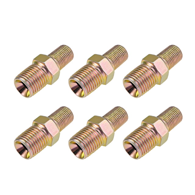Accesorio de tubería de reducción - Nipple hexagonal - Conector macho BSP 1/8 X 1/4 con acabado de zinc 6 Pcs