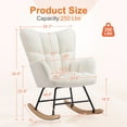thumbnail image 6 of EDX Modern Rocking Chair, Teddy Upholstered Glider Rocker with High Backrest and Armrests for Living Room & Bedroom, Beige, 6 of 7