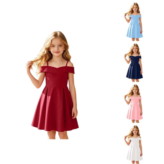 TBWNWG Elegant Solid Color Girls Party Dress for Tweens A-Line Strapless Waist formal Gown for Everyday Occasions