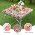 thumbnail image 4 of Pioneer Flower Floral Print Pattern Square Fitted Tablecloth with Elastic Edge,Square Table Cover,Washable Elastic Table Cover for Home Kitchen Party Decor 36"x36", 4 of 6