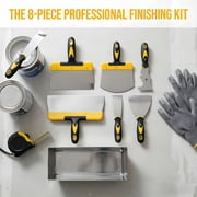 DEKEones Drywall Knife Set, 8 Pieces Stainless Steel Drywall Hand Tool Kit Includes Taping Knives, Putty Knives, Finishing Trowel, Mud Scoop and 12 Mud Pan with Ergonomic Handles for Drywall Work