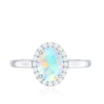 thumbnail image 5 of Rosec Jewels 1.50 CT Ethiopian Opal and Diamond Halo Engagement Ring, 6X8 MM Oval Cut Ethiopian Opal Engagement Ring, October Birthstone Ring, 18K White Gold, US 5.50, 5 of 10