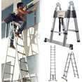 thumbnail image 1 of Dayplus 3.8M Folding Telescopic Ladder Stainless Steel Extension Straight Ladder & 1.9M+1.9M A Frame Ladder, 1 of 7