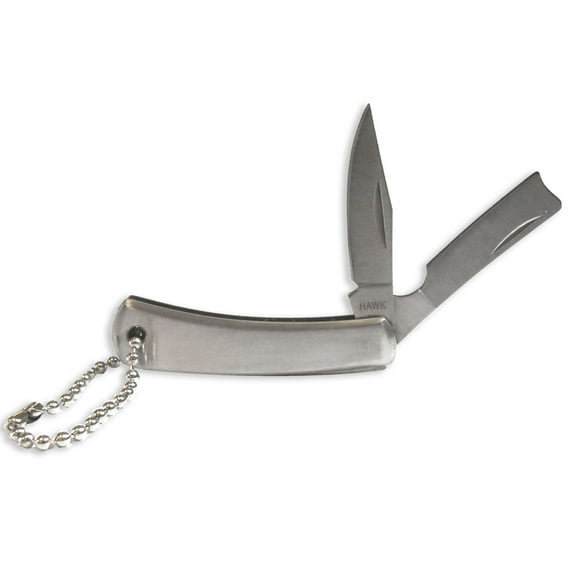 DIRK | Stainless Steel Pocket Knife | Dual 1 7/8" (4.8 cm) Blades | 3.75" (9.5 cm) Overall | Key Ring Attachment | Polished Finish |