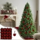 thumbnail image 1 of Paquete de 16 bolas de Navidad para árbol de Navidad | Lazos de espuma en colores café, dorado, verde y rojo | Diseño cosido resistente con cordones para colgar, 1 of 5