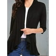 thumbnail image 4 of Women'S Three-Quarter Sleeve Casual Cardigan, Fashionable Front Open Cardigan Black S, 4 of 8