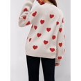 thumbnail image 6 of Women'S Fall Winter Mock Neck Long Sleeve Cute Heart Pattern Loose Knit Pullover Sweaters Color XL, 6 of 8