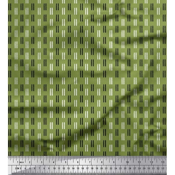 Soimoi Polyester Crepe Fabric Line Block Print Sewing Fabric Yard 42 Inch Wide