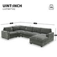 thumbnail image 2 of Harper & Bright Designs U-Shaped 6-Seat Chenille Sectional Sofa with Chaise Lounge and Cup Holders, Deep Seating Corner Couch Set for Living Room/Apartment, 119*67" Gray, 2 of 20