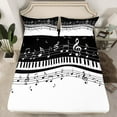 thumbnail image 2 of Manfei White Black Piano Twin Sheet Sets, Musical Note Music Twin Fitted Sheet, Teens Kids Child Flat Sheet, Ultra Soft Home Decor, 3pcs, 2 of 7