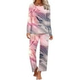 thumbnail image 2 of Awdenio Womens Pajamas Printing Round Neck Short Sleeve Sleepshirt And Pants Sets Loungewear Pajamas With Pockets, 2 of 6