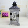 thumbnail image 4 of Rustic Style Vintage Distressed Wooden Lantern Decorative Hanging Pillar Candle Holder Candlesticks for Tabletop Wedding Party Centerpiece Garden Ornament, 4 of 12