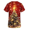 thumbnail image 4 of Feancey Christmas Gifts for Women Short Sleeve V Neck Nursing Tops Holiday Trendy Xmas Tree Print Scrub Shirt Loose Fit Casual Workwear Tee with Pockets Red XXL, 4 of 5
