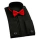 thumbnail image 3 of Camisa de esmoquin para boda, cuello con punta de ala y pajarita, camisa plisada, gemelos, Top regular de manga larga para hombres, 3 of 5