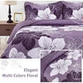thumbnail image 2 of Dintszyayue Bohemia Floral Quilt Set King Size,3Pcs Purple Boho Bedding Set Soft Adult(90"x110"), 2 of 7