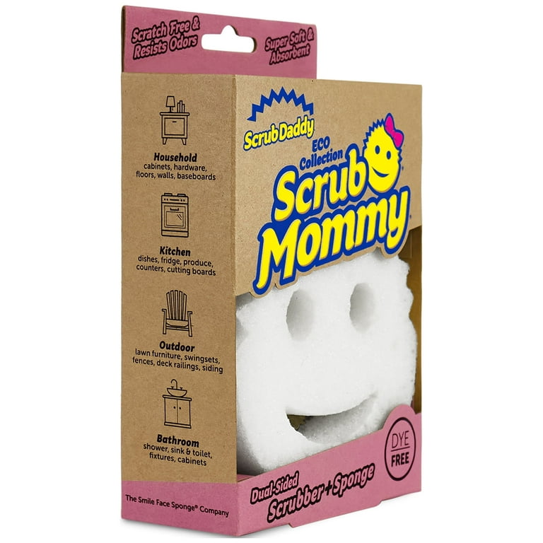 (3 pack) Scrub Daddy Dye Free Scrub Mommy Scrubber Sponge, 1 Count
