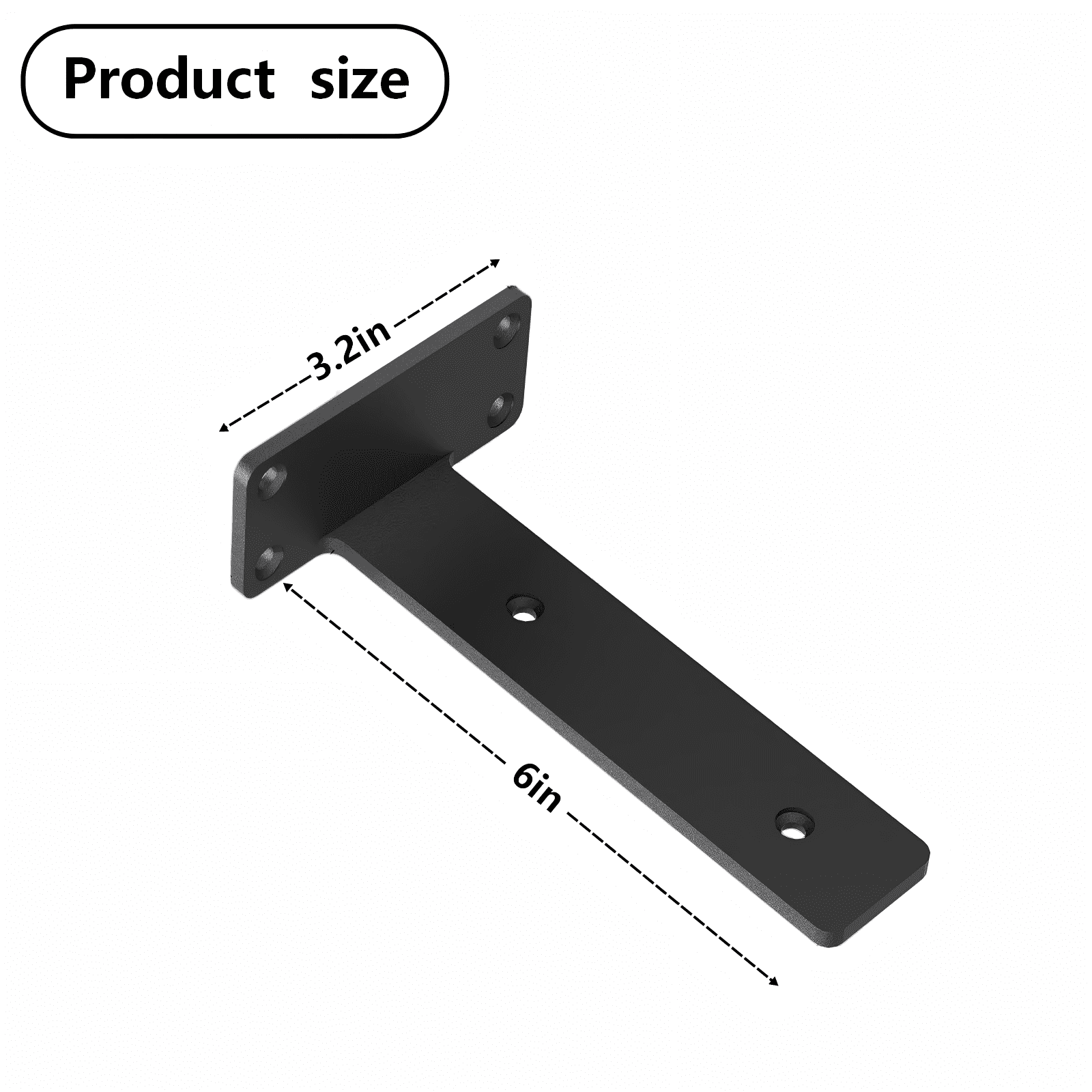 6 Pack Heavy Duty Shelf Brackets 6 inch, Floating Shelf Brackets(1/5”-Thick), L-Shaped Wall Shelf Bracket Hidden & Decorative Shelf Bracket Black