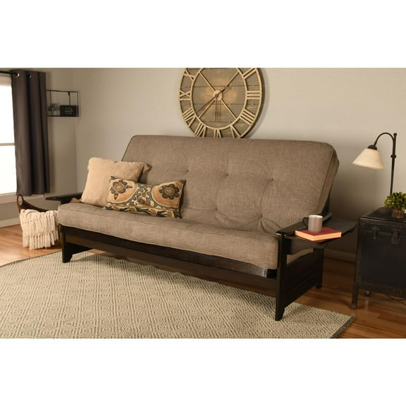 Kodiak Furniture Phoenix Queen-size Espresso Wood Futon-Linen Stone Mattress