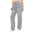 thumbnail image 6 of Lumtrix Women's Wide Leg Sweatpants High Waisted Baggy Drawstring Joggers Straight Leg Sweat Pants with Pockets Light Gray S, 6 of 6