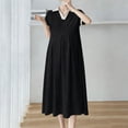 thumbnail image 3 of Wo-Fusoul Robe de Maternité pour Femmes, Manches Courtes à Revers Coupe Ample Décontractée Confortable Couleur Unie, Robe de Grossesse, 3 of 5