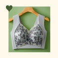 thumbnail image 4 of Gymayou Women Lace Wireless Bra Seamless Wide Vest Strap Push Up Bralette Gentle Gathering Comfort Bra Blue 5XL, 4 of 9