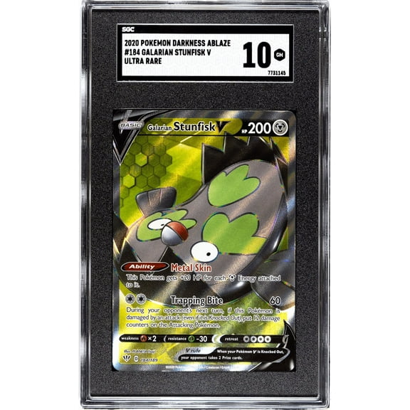 2020 Pokémon Sword & Shield Darkness Ablaze Galarian Stunfisk V #184/189 SGC 10