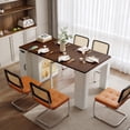 thumbnail image 1 of HORIZON Extendable Dining Table With 3 Removable Middle Leaves, Mobile Rolling Island Table With Power Outlet, Saving-space Cabinet With Storage For Dining Room And Living Room,Walnut, 1 of 22
