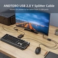 thumbnail image 4 of Cable Divisor USB 2.0 ANDTOBO Negro para PC y Laptop, 4 of 8