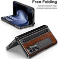 thumbnail image 5 of Case for Samsung Galaxy Z Fold 5 with Stylus & S Pen Holder, Kickstand Alloy CD Camera Protector Vintage Classic Leather Mil-Grade Protection Anti-Scratch Shockproof Protective Case, Brown, 5 of 14