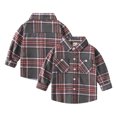 thumbnail image 4 of LYMAYTER Kids Boys Brushed Shirt Toddler Long Sleeve Plaid Shirt Spring Fall Button T-Shirt for 2-8 Years, 4 of 9