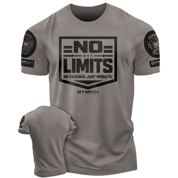 Gymish No Limits Men’s Workout T-Shirt – Funny Gym Shirt, Lifting Tee, Deadlift Fitness & Bodybuilding Top