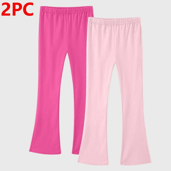 ATOGUTA Girls Flare Pants Size 3T-14 High Waisted Elastic Waist Lightweight Outdoor Jogger Pants 2 Pack Blue