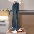 thumbnail image 6 of Babcutegg Teen Girls Jeans Side Pocket Elastic Waist Comfortable Baggy Denim Fall and Winter Outdoor Wear for Girls Blue Size 7, 6 of 9