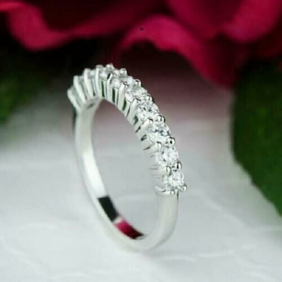 2CT Round Cut Lab-Created Diamond Womens Wedding Band Ring 14k White Gold Plated