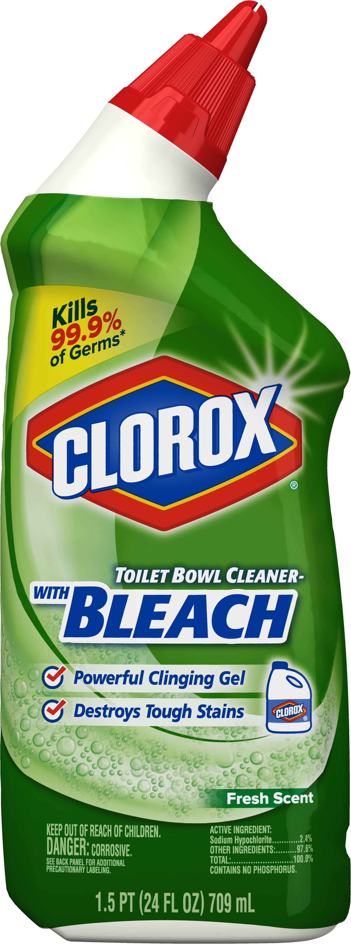 Clorox Toilet Bowl Cleaner with Bleach, Fresh Scent 24 Ounces