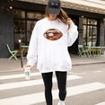 thumbnail image 5 of Ink-Printed Glitter Effect Football Sweatshirt for Women and Teens Cute Girly Football Season Game Day Pullover White Sweatshirt Adult Small, 5 of 5