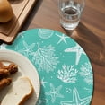 thumbnail image 3 of Teal Coastal Round 13 Inch Placemats Set of 2, Nautical Beach Starfish Coral Summer HeatResistant Non Slip Place Mats for Dining Table, Wipeable Braided Kitchen Table Mats for Housewarming, 3 of 9