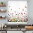 thumbnail image 4 of Wild Flowers Semi Sheer Curtains Drapes for Living Room,Bedroom,French Doors Window 108 Inches Long,Spring Butterfly Watercolor Country Floral Rod Pocket Chiffon Curtain Drapery Voile Draperies Panel, 4 of 8