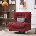 thumbnail image 4 of MCombo Swivel Accent Chair, Modern Tufted Upholstered Armless Chairs, Wide Seat Single Sofa Chair for Living Room Bedroom LW753(Burgundy), 4 of 9
