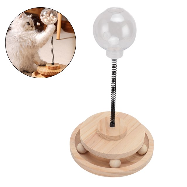 Cat Leaking Ball Toy Multipurpose Pet Feeder Toy Double Layer Round Steel Spring Interactive Cat Food Toys For Indoor Yard Garden