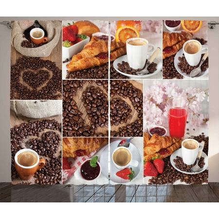 Kitchen Curtains 2 Panels Set Collage Of Different Photos