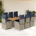 thumbnail image 1 of vidaXL 9 Piece Garden Dining Set with Cushions Grey Poly Rattan, 1 of 5