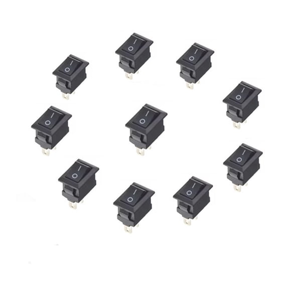 10Pcs On/Off Boat Rocker Switches 2 Pin 2 Position Snap 250V 3A ON/OFF Toggle SPST Switches for Boat Trailer