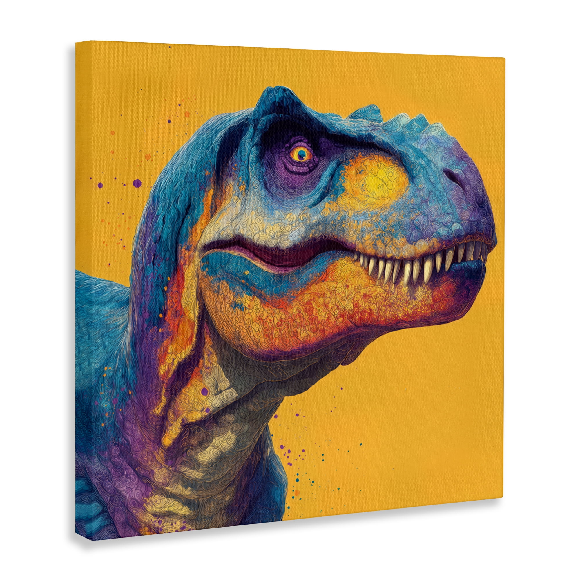 Stupell Industries Vibrant T-Rex Portrait Canvas Wall Art, design by Wumples